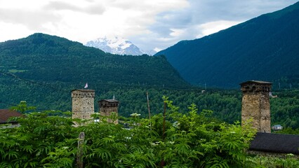 beautiful mountains landscape annd nature in svaneti georgia