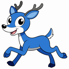 Blue Deer running vector illustration 