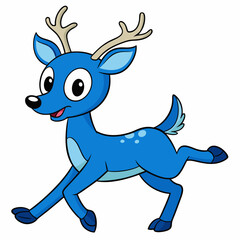 Blue Deer running vector illustration 