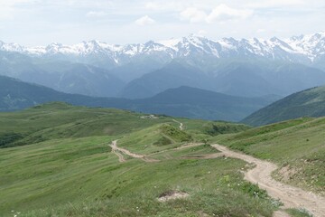 Obraz premium beautiful mountains landscape annd nature in svaneti georgia
