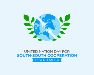 United Nation day for South South Cooperation. 12 September. Holiday concept. Template for background with banner, poster and card. Vector illustration. Flat illustration.