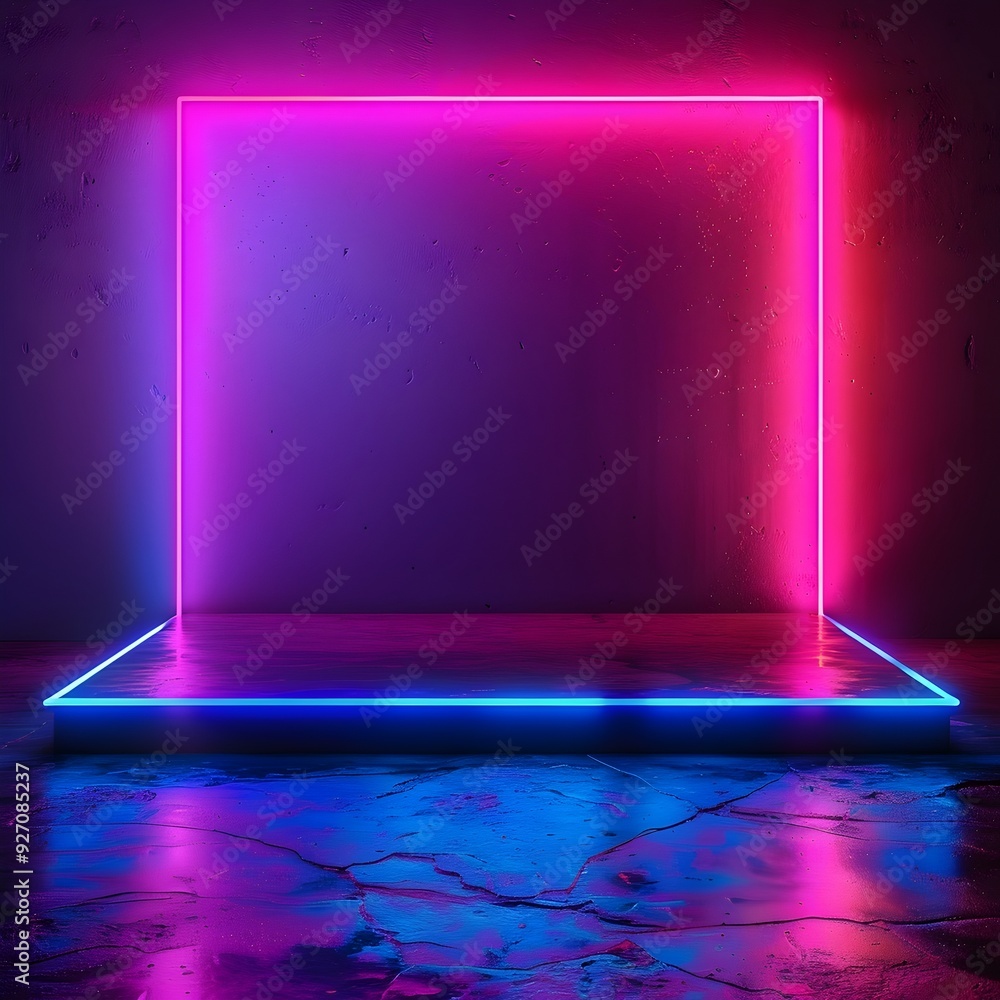 Poster pulsing neon backdrop for modern product displays with ample copy space