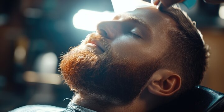 Man getting hair cut at barber shop