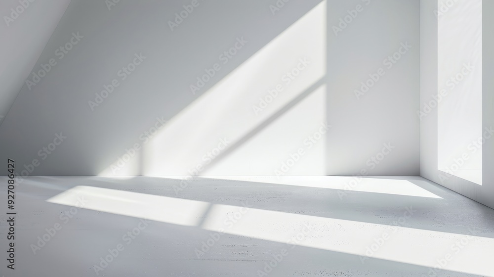 Leinwandbilder sunlight streams through a window in a white room, casting long shadows across the floor. the walls 