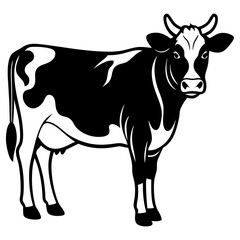 black and white cow vector illustration 