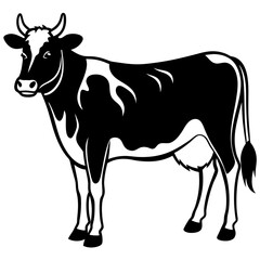 black and white cow vector illustration 