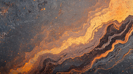 Naklejka premium A fiery texture with swirling patterns of molten lava, cracked obsidian, and glowing embers, evoking the intense heat and power of a volcanic landscape.