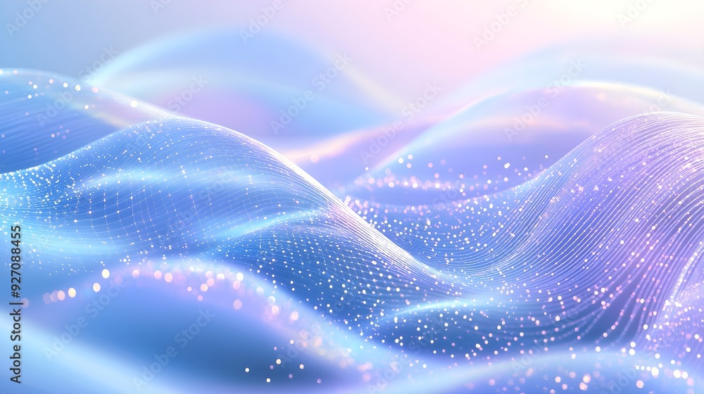 Poster abstract blue and pink gradient background with glowing dots