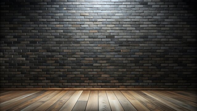 Fototapeta Brick Wall and Wooden Floor Background.