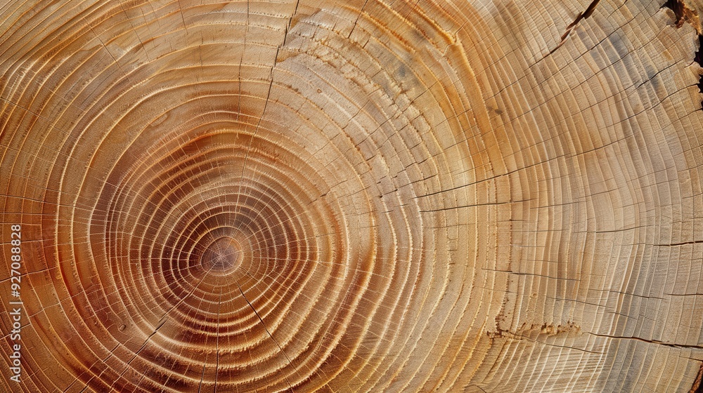 Poster a close-up image showcases the intricate pattern of tree rings on a freshly cut tree stump. the conc