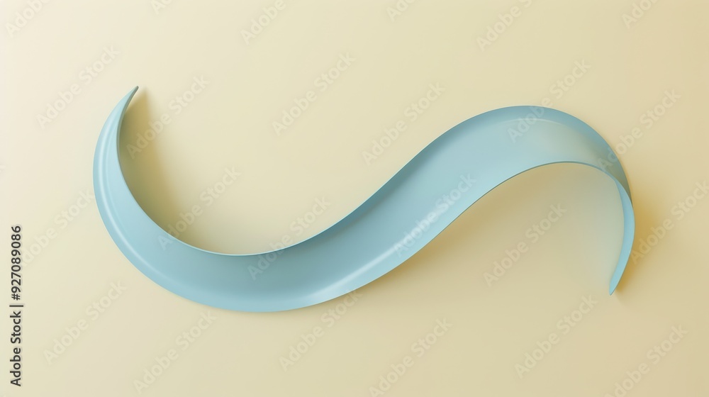 Poster a light blue ribbon, or piece of fabric, is curled into an s shape and placed on a beige background.