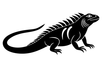 Iguana side view silhouette vector illustration 