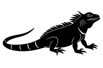 Obraz premium Iguana side view silhouette vector illustration 