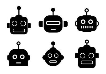 Robot head black and white transparent icon symbol design blank element
