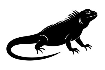 Obraz premium Iguana side view silhouette vector illustration 