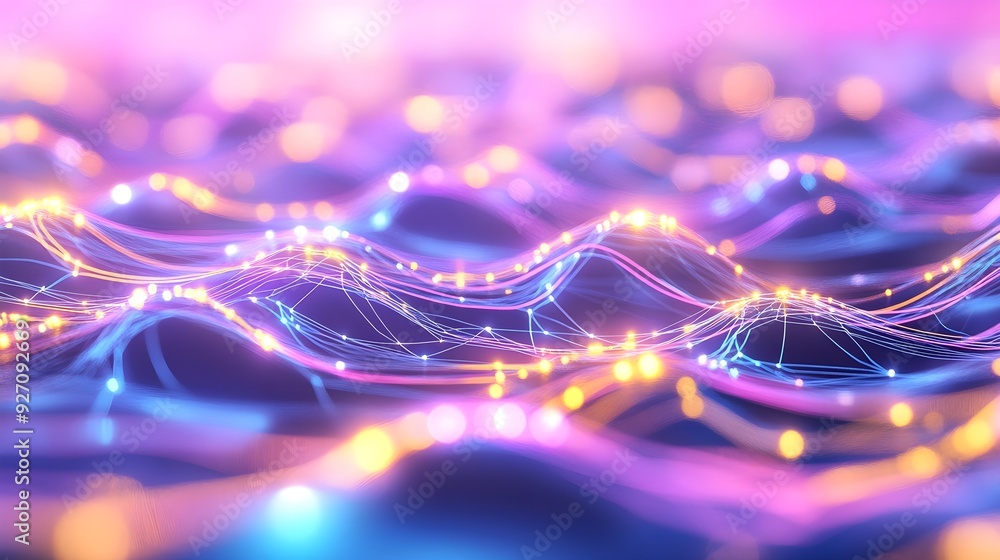 Poster abstract neon lights background with bokeh