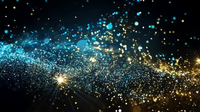 Glitter vintage lights banner background. gold and blue. de-focused. Dark Blue Glitter Background for Christmas, New Year or Special Occasion.. Blue monday banner. 