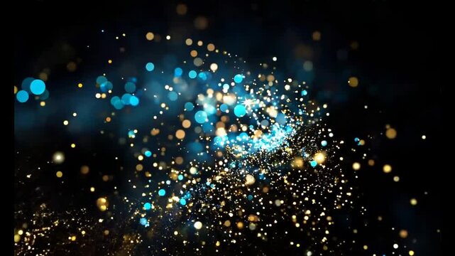 Glitter vintage lights banner background. gold and blue. de-focused. Dark Blue Glitter Background for Christmas, New Year or Special Occasion.. Blue monday banner. 