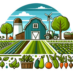 Organic Farm Illustration - Clean and Simple Design