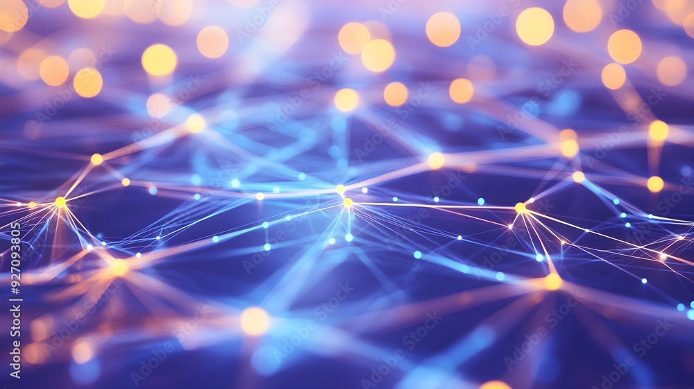 Poster abstract network background with bokeh lights