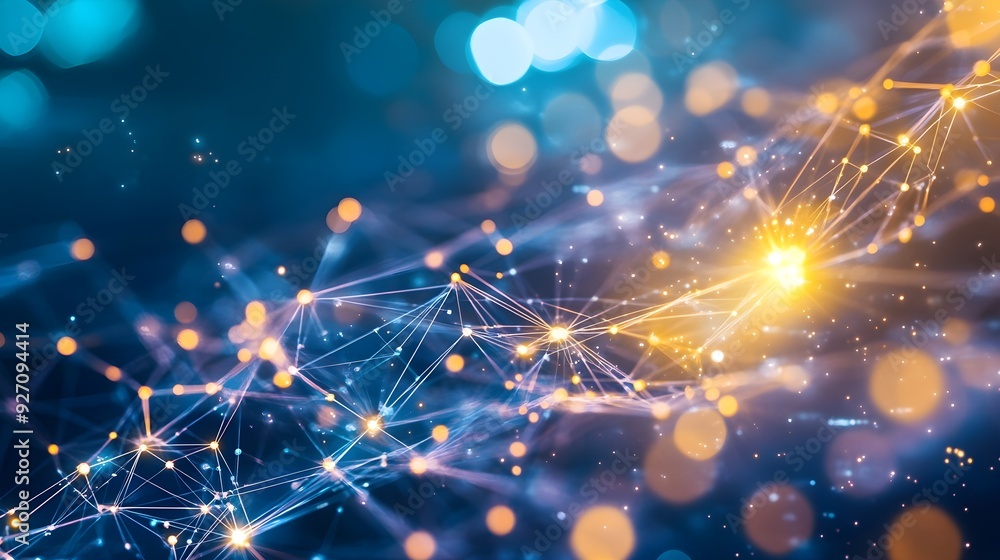 Poster abstract network connection with glowing points