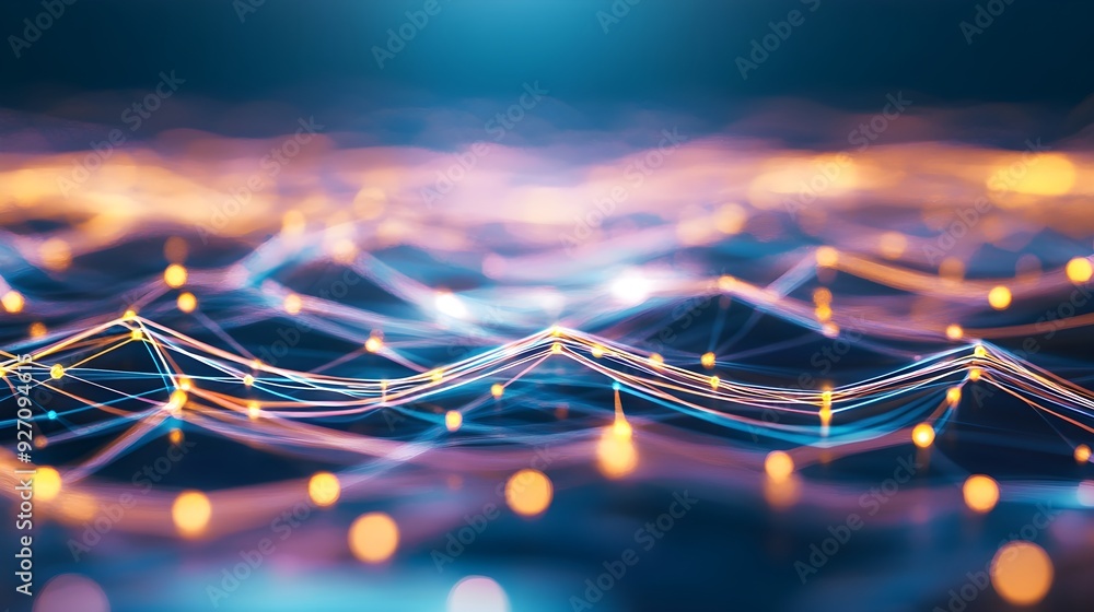 Poster abstract network technology background with glowing lines