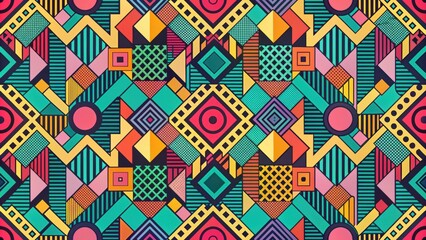 Fototapeta premium Abstract seamless pattern with bold geometric shapes, geometric, abstract, seamless, pattern, bold, shapes, design