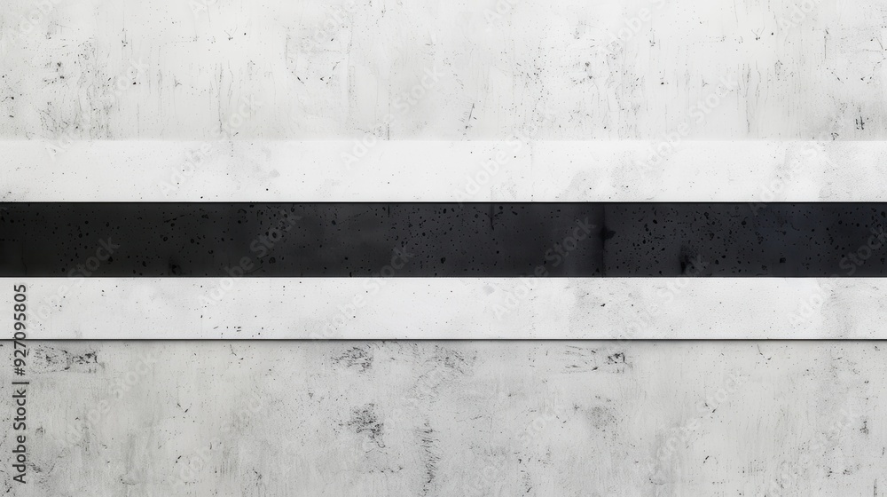 Poster a close-up image of a concrete wall, with two white bands and one black band running horizontally ac