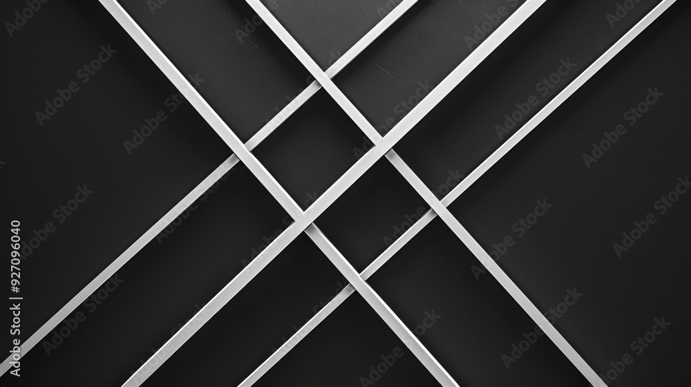 Aufkleber A close-up shot of a black surface with silver lines intersecting in a geometric pattern. The lines create a sense of depth and perspective, while the dark background provides a stark contrast.