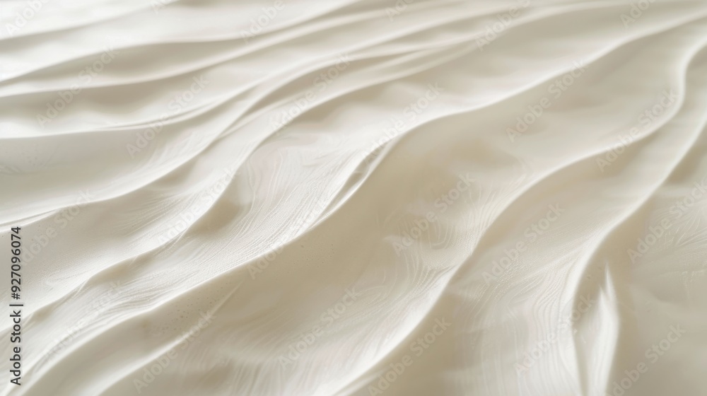 Poster The image showcases a close-up view of a white fabric with a wrinkled texture. The fabric is draped in soft folds and waves, highlighting its smooth and delicate surface.