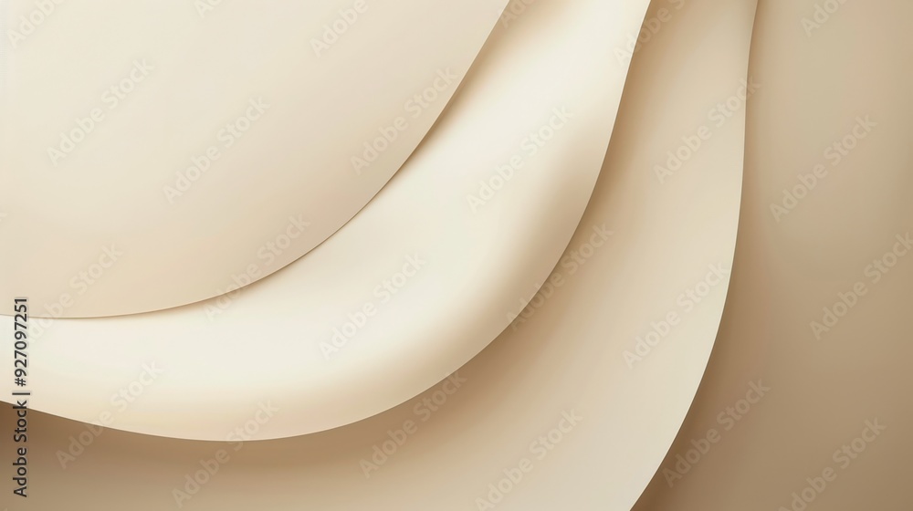 Aufkleber A close-up shot of several pieces of beige paper, folded and curved to create abstract shapes and patterns. The paper is illuminated by natural daylight, casting soft shadows.
