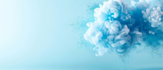  A collection of blue and white smoke clusters against a light blue backdrop, with ample room for text insertion