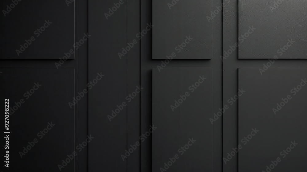 Poster A close-up image of a dark gray wall with intricate paneling. The wall is divided into square sections with raised lines around the edges. The center square has a recess that creates a visual contrast