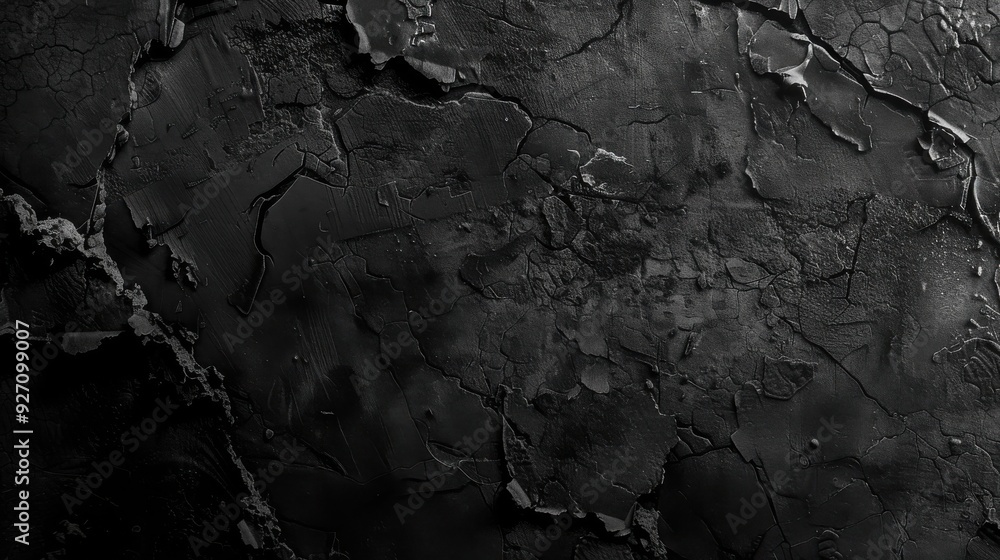 Aufkleber a close-up view of a cracked black concrete surface. the texture is rough and uneven, with deep crac