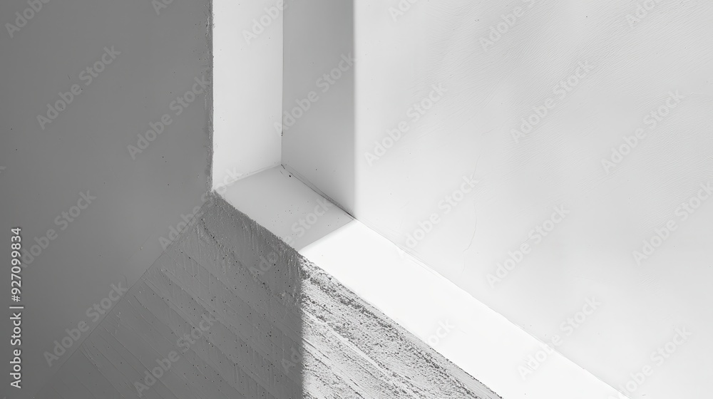 Leinwandbilder a concrete wall with a rough texture is illuminated by sunlight coming from a window, creating a sha