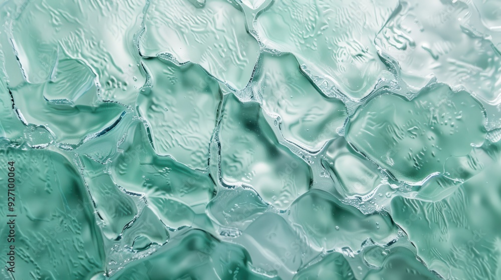Aufkleber The image shows a close-up view of a teal-colored gel texture, creating an abstract and visually interesting pattern. The gel's surface is smooth and translucent, with intricate shapes and lines that 
