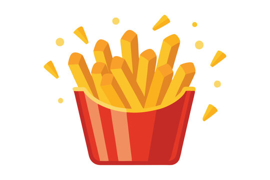 recommend clip art: Flying delicious potato fries flat vector illustration on white background