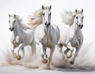 Pure Grace: White Arabian Horses in Motion