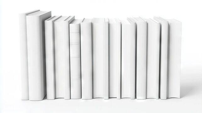 A stack of white books on a white background