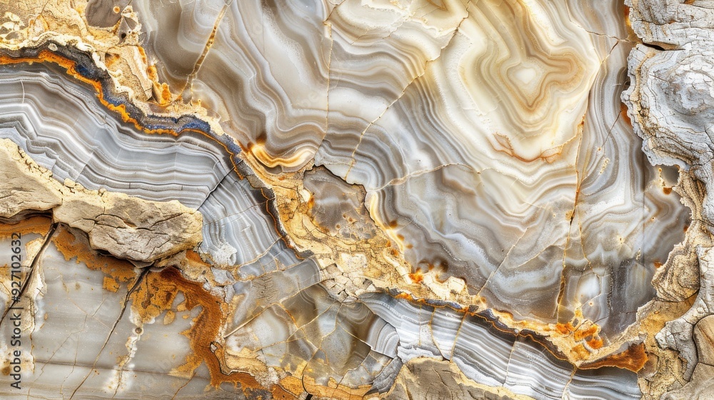 Poster a close-up image reveals the intricate patterns and colors within a piece of agatized wood. the foss