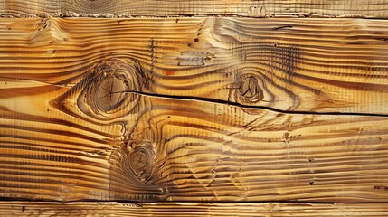 A close-up of a knotted wood plank, revealing a complex and intricate pattern of grain. The wood is light brown, with darker streaks and knots, creating a visually appealing texture. The grain is pron