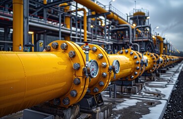 A yellow pipe with a gauge on it