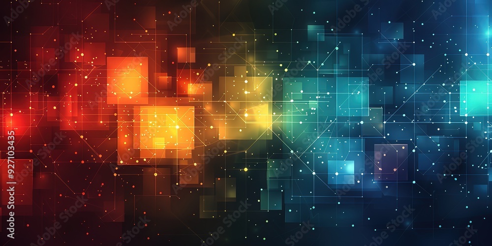 Poster a colorful background with squares and dots