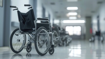 Fototapeta premium Wheelchair in Hospital Corridor