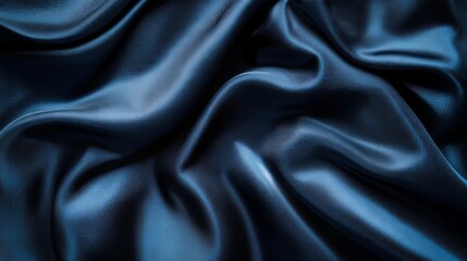 Obraz premium A close up shot of a dark blue satin fabric
