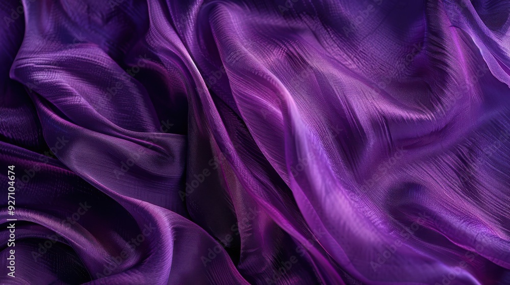 Aufkleber a close-up image of a deep purple silk fabric, draped and flowing in soft waves. the fabric has a su