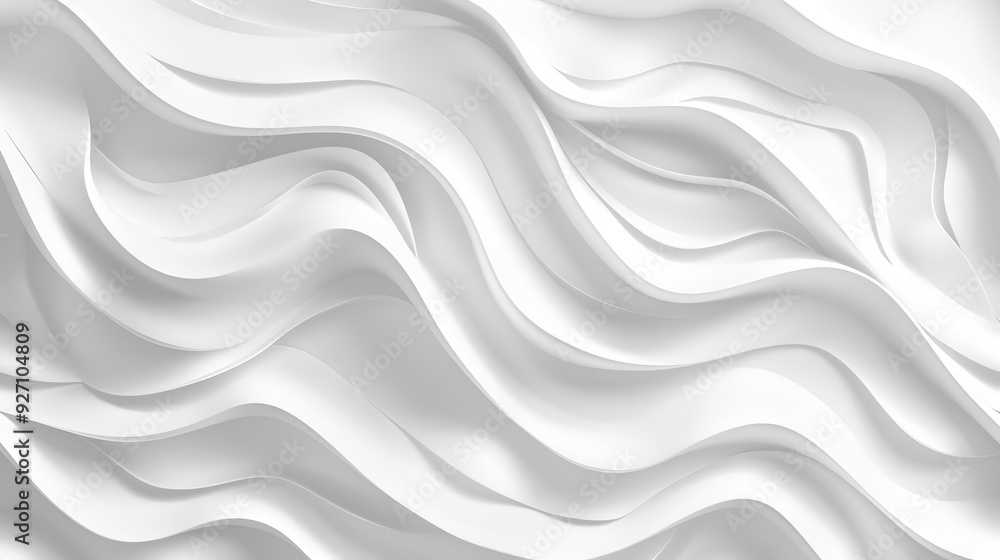 Poster a picture of a textured, white, abstract pattern with wavy lines.