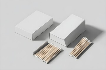 Realistic White Blank matches with Box 3d Mockup