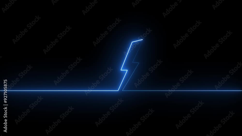 Poster abstract neon charging icon.neon lightning icon animation, flickering emergence with fading