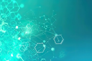 A blue background with a lot of hexagons and squares